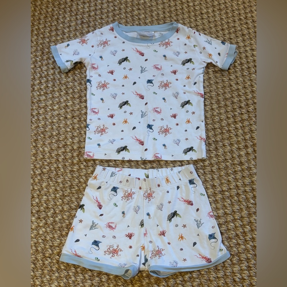 Lake pajamas - kids shorts set - cute sea animals print- size 5